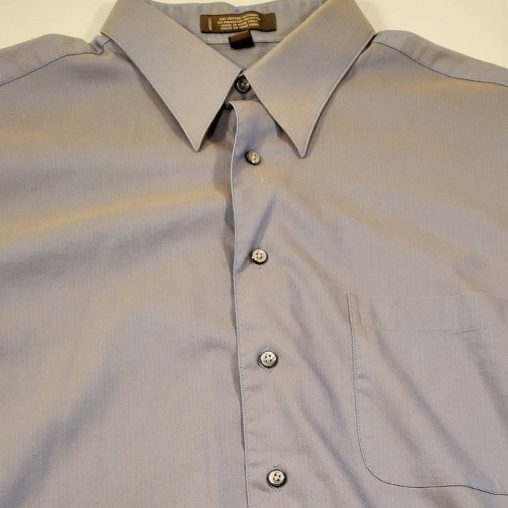 J Ferrar Mens Blue Stretch Dress Shirt Button Up Long Sleeve Wrinkle Free